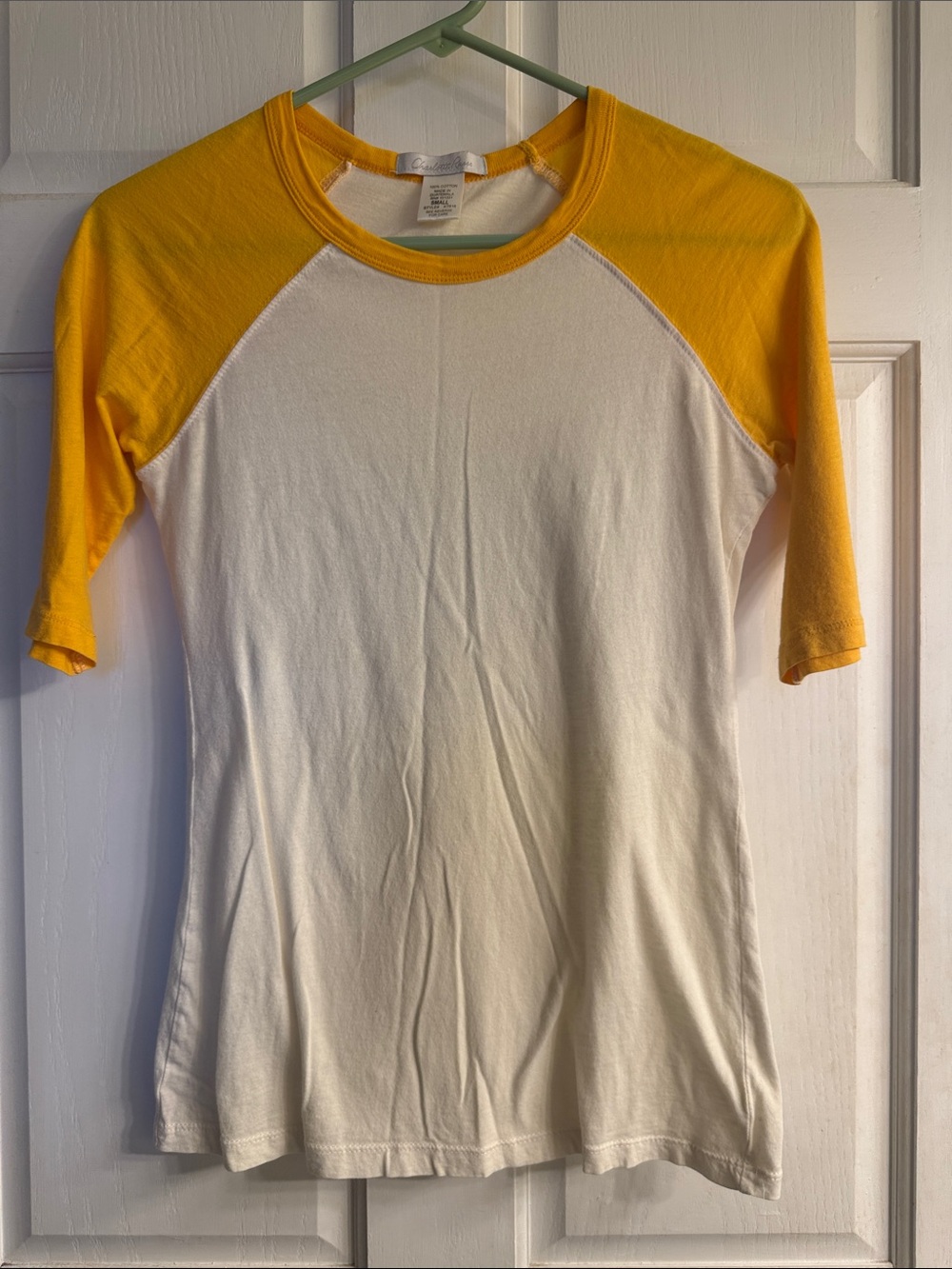 Charlotte Russe Yellow & White Raglan Tee